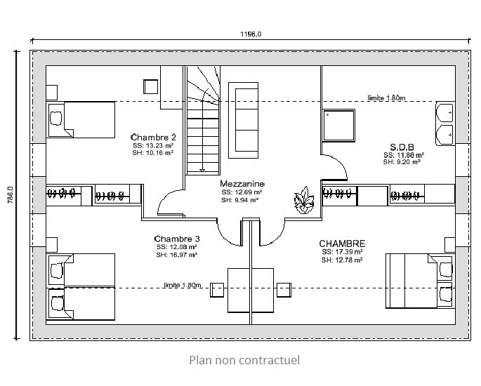 plan maison etage 140 m2
